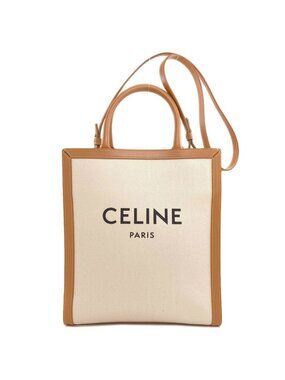 Celine Vertical Cover 2-Way Handbag Canvas Calfskin